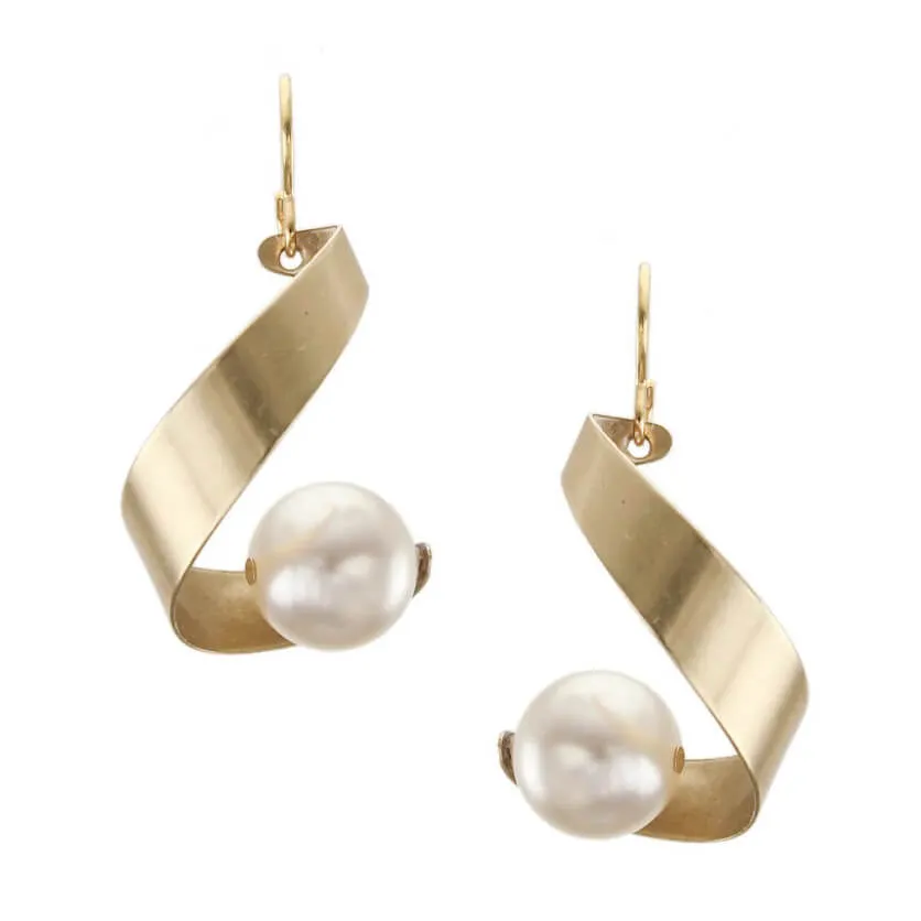 Marjorie Baer Spiral Pearl Earrings