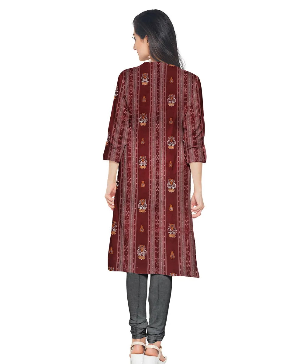 Maroon grey handwoven nuapatna cotton dress material