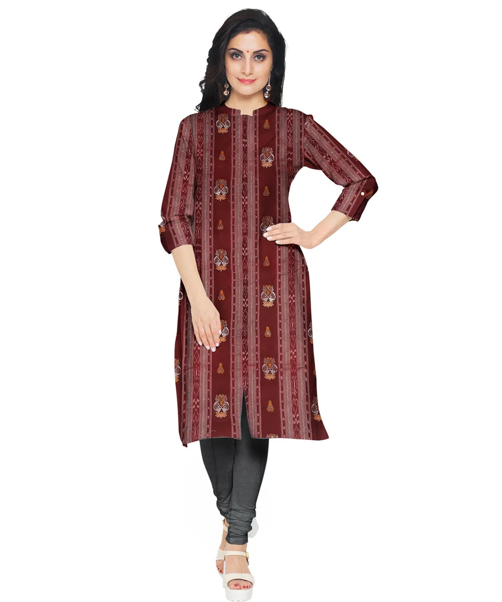 Maroon grey handwoven nuapatna cotton dress material