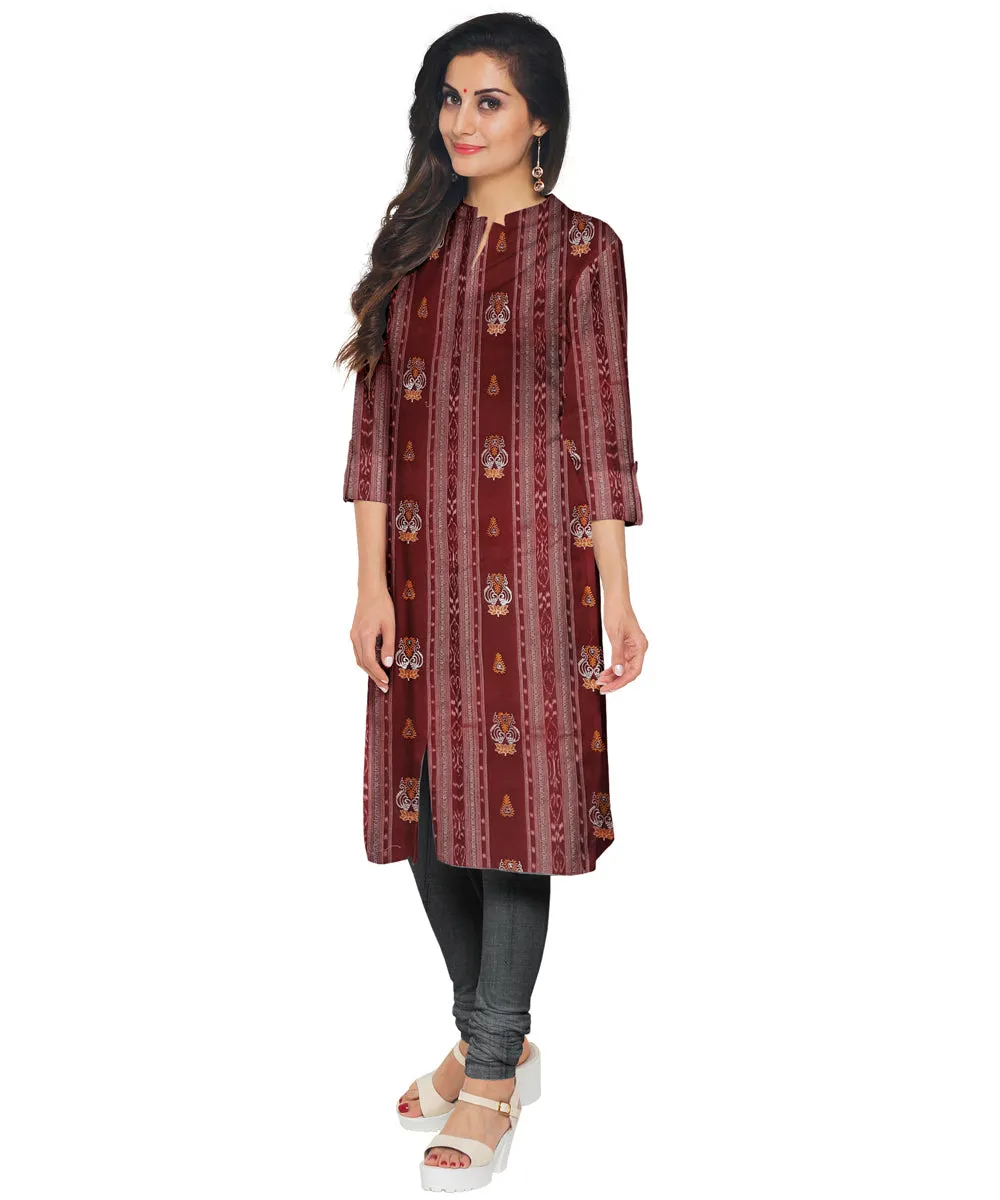 Maroon grey handwoven nuapatna cotton dress material