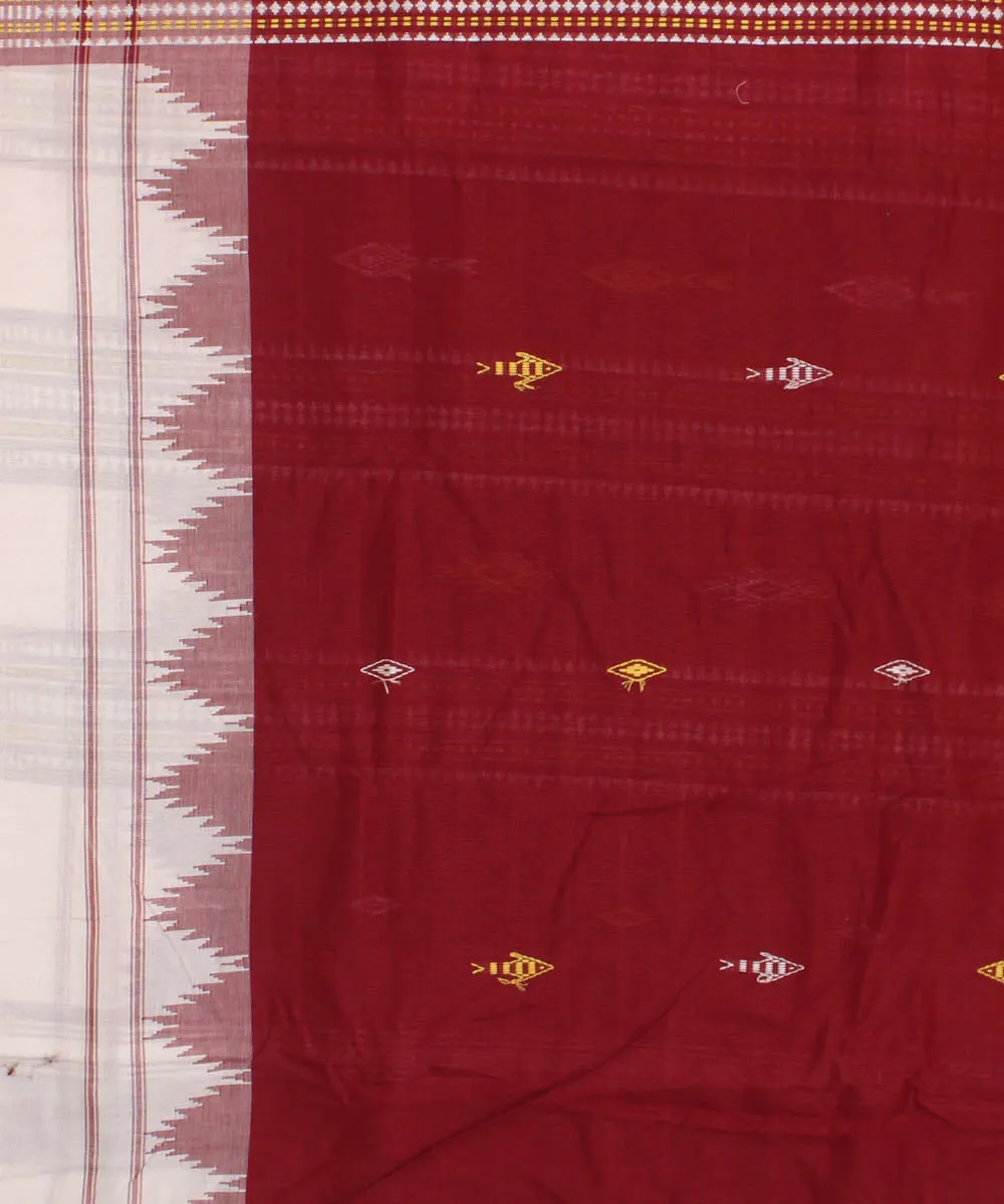 Maroon offwhite handwoven kotpad cotton saree