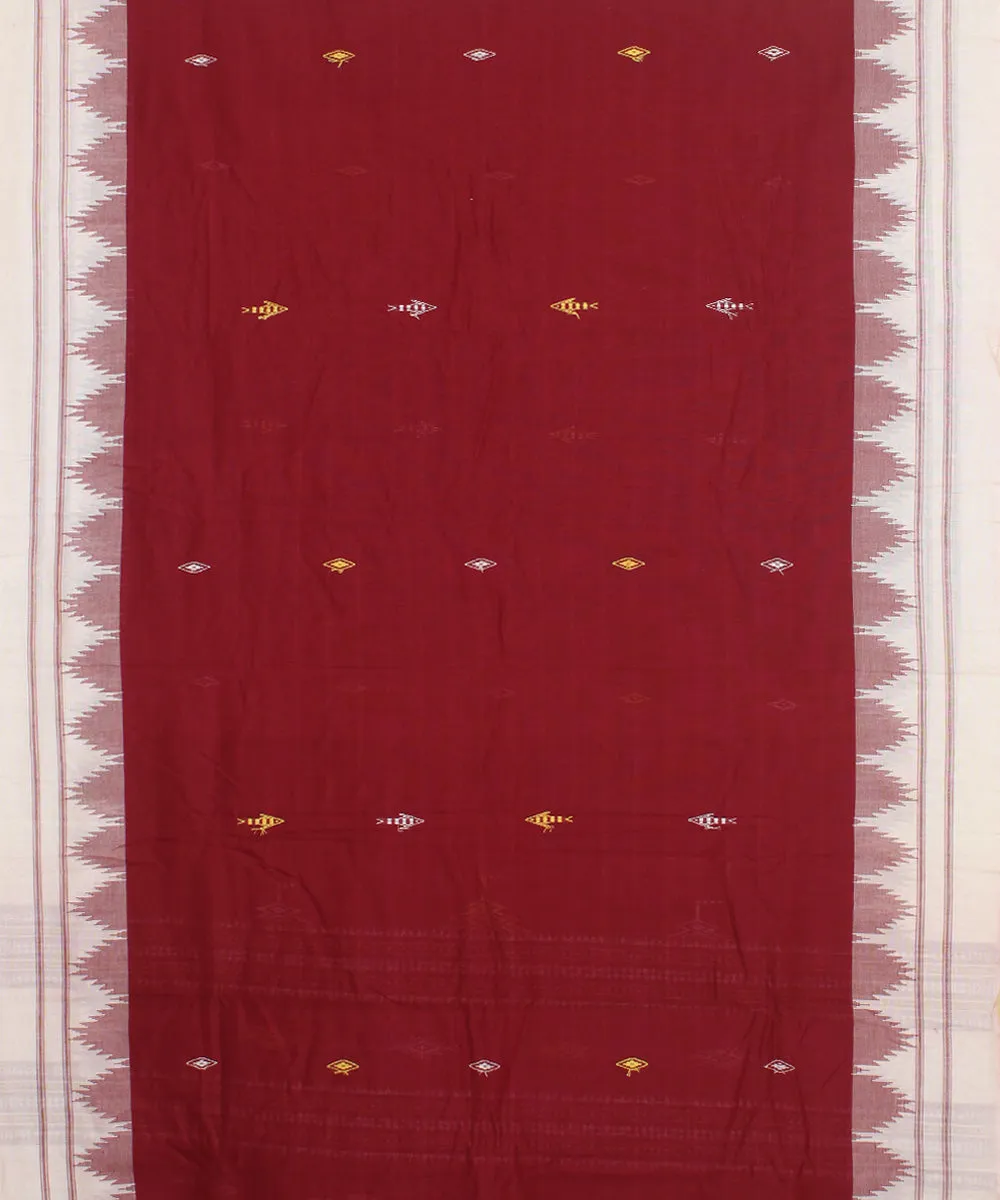 Maroon offwhite handwoven kotpad cotton saree