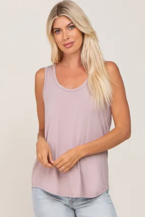 Mauve Black Scoop Neck Tank Top