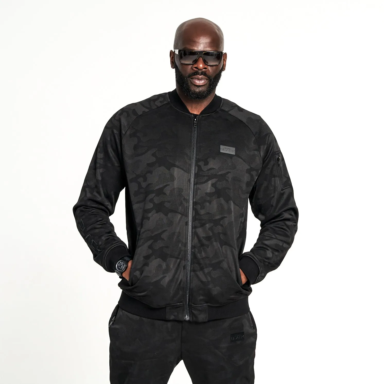 Men's Black Camo Luxe Bomber