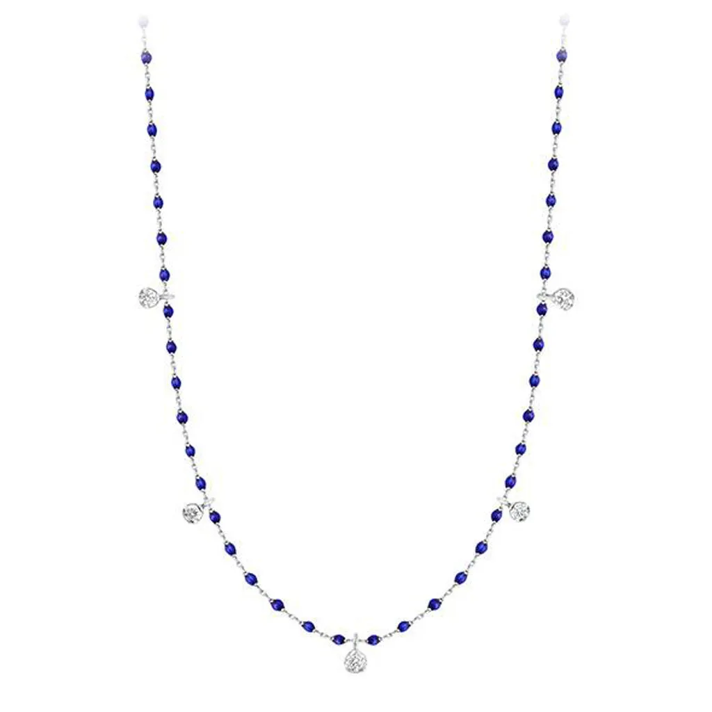 Mini Gigi Lapis necklace, White Gold 5 diamond, 21.7"