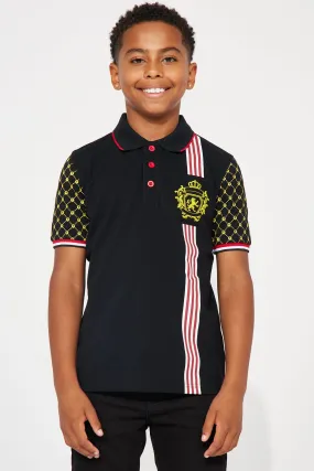 Mini Harry Racing Pique Polo - Black