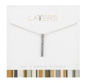 Minimalist Chic: Silver Single Bar Adjustable Layers Necklace - Clasp-Free, Drawstring Adjuster, 13" to 34"