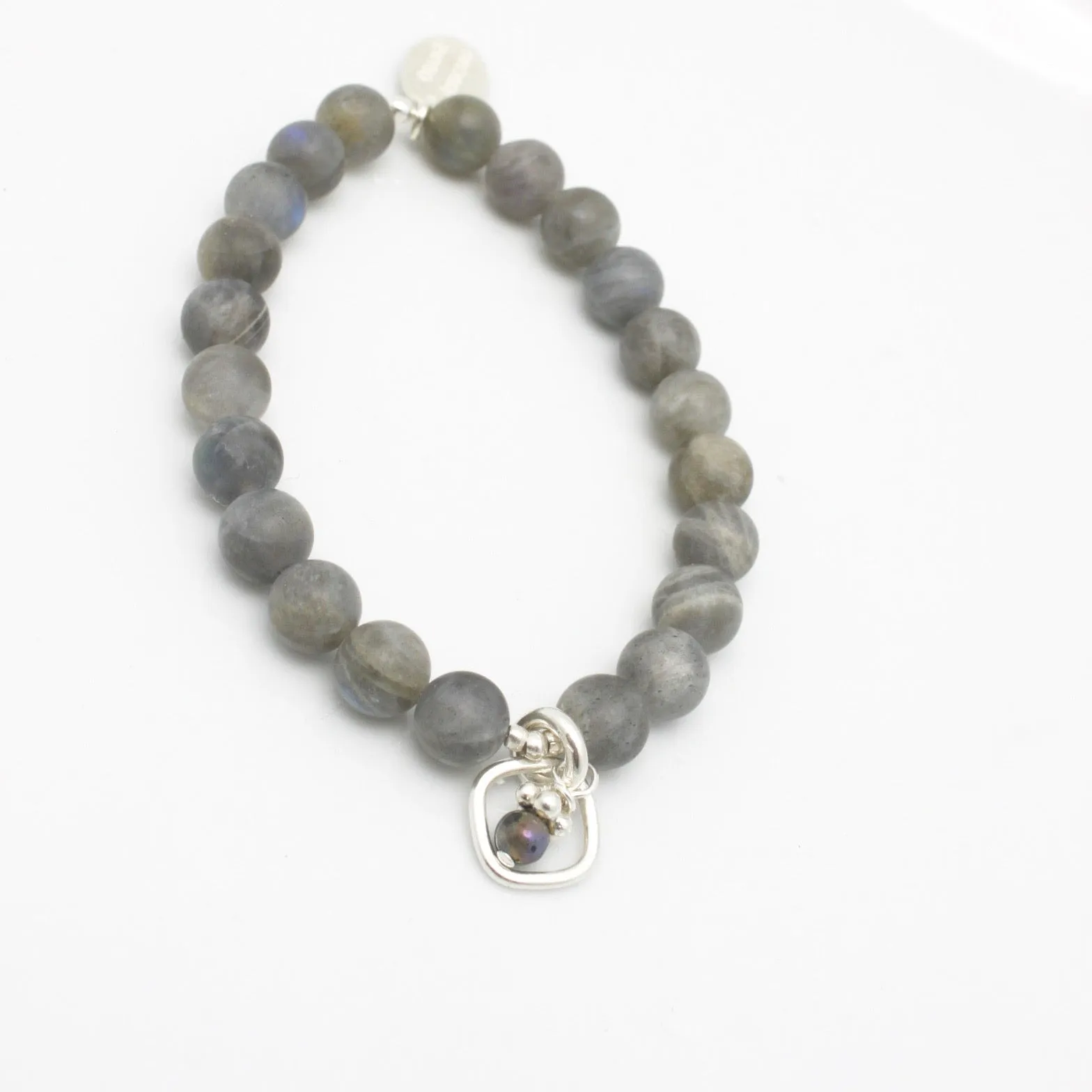 Molten Collection:  Matte Labradorite & Charm Stretch Bracelet