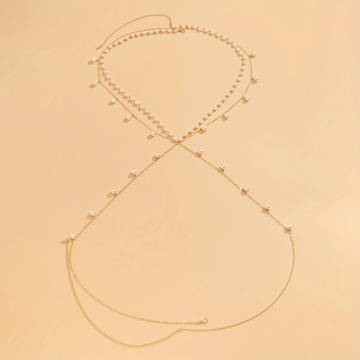 Multilayer Faux Pearls Body Chain Elegant Copper Body Jewelry Accessories