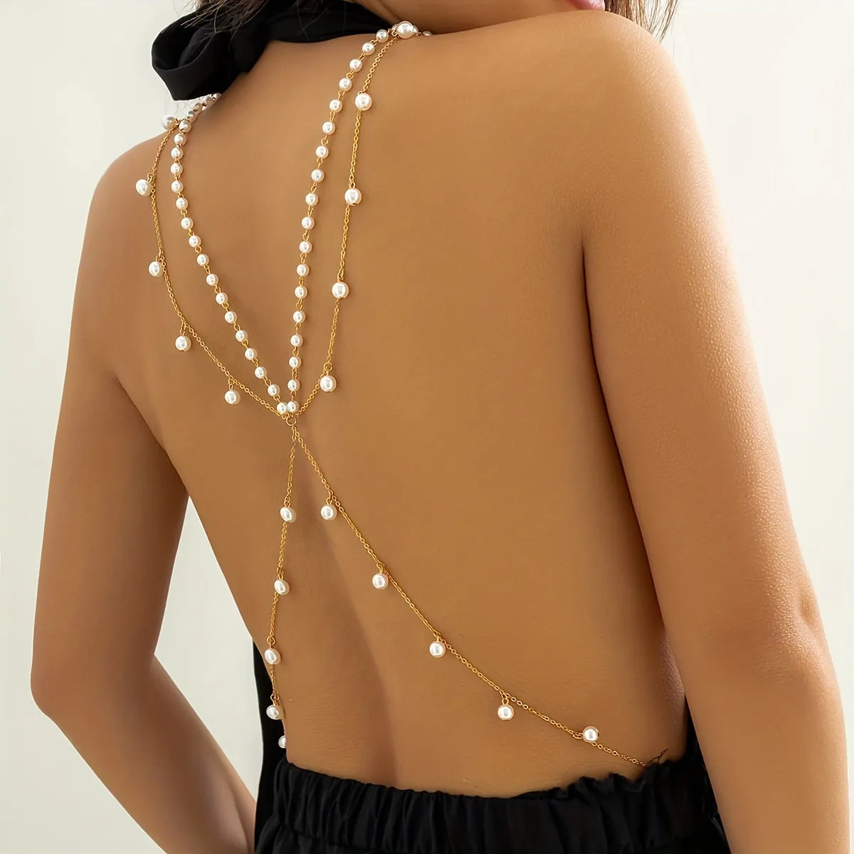 Multilayer Faux Pearls Body Chain Elegant Copper Body Jewelry Accessories