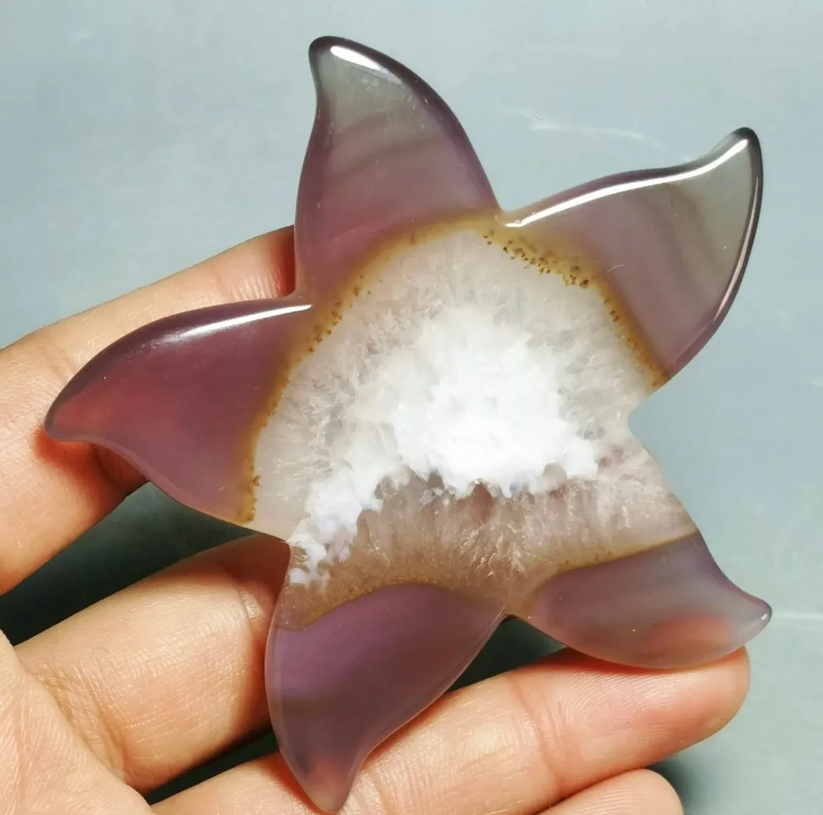 Natural Geode Agate Carved Starfish Crystal