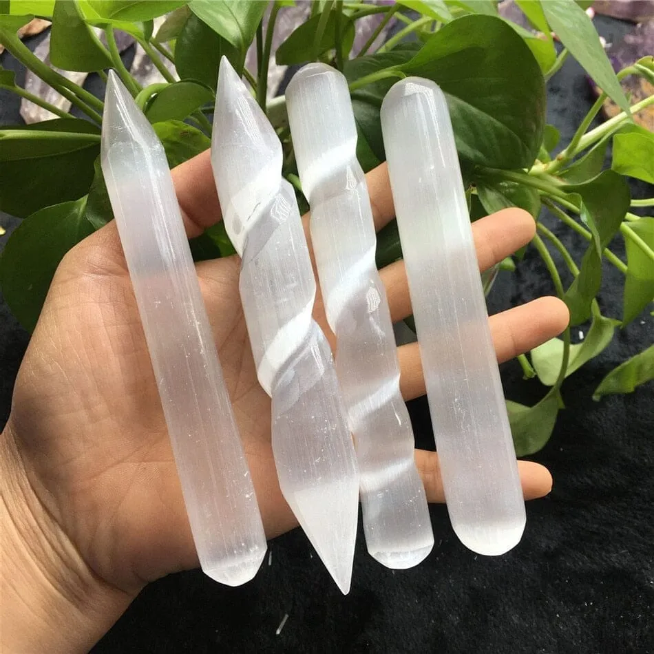 Natural Selenite Acupoint Massage Wand