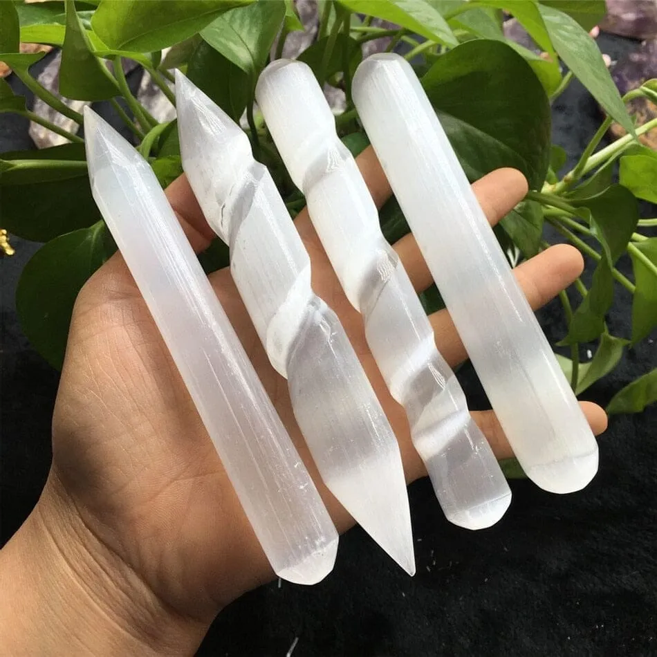 Natural Selenite Acupoint Massage Wand