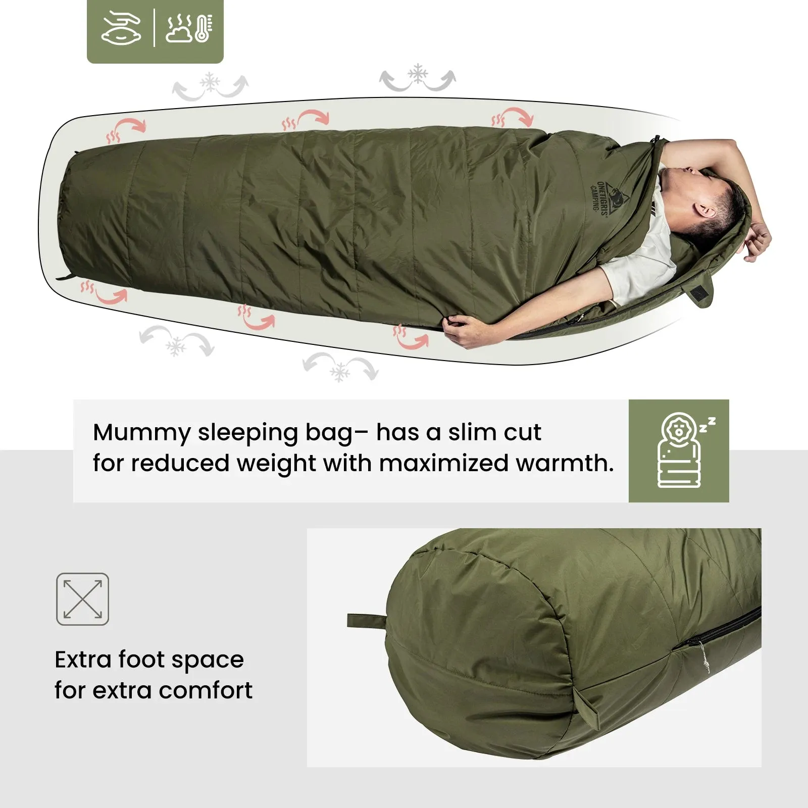 OneTigris 3-season 1-person Outdoor Mummy Sleeping Bag