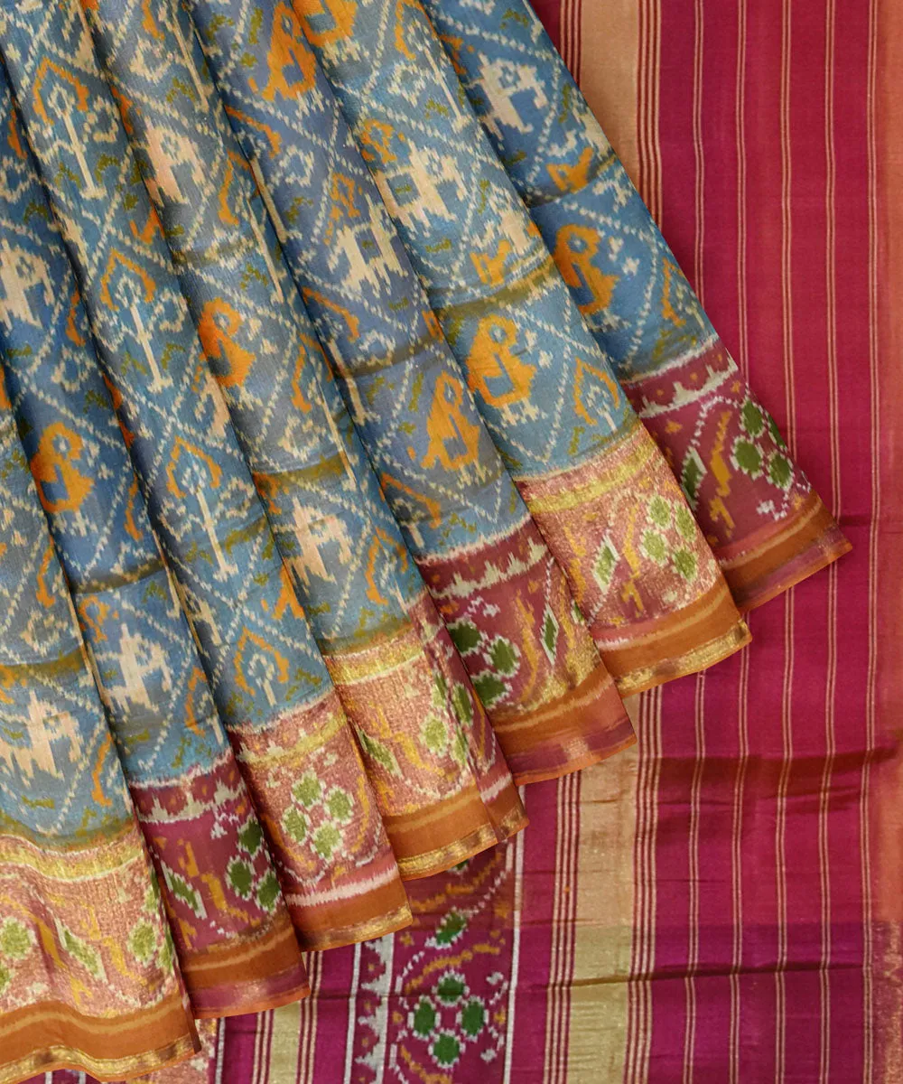 Orange maroon handloom patola silk saree