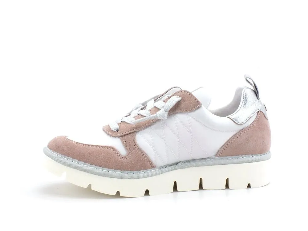 PAN CHIC Sneaker Low Cut Sneaker Donna Nylon Suede White Powder Pink Silver P05W18021TS2