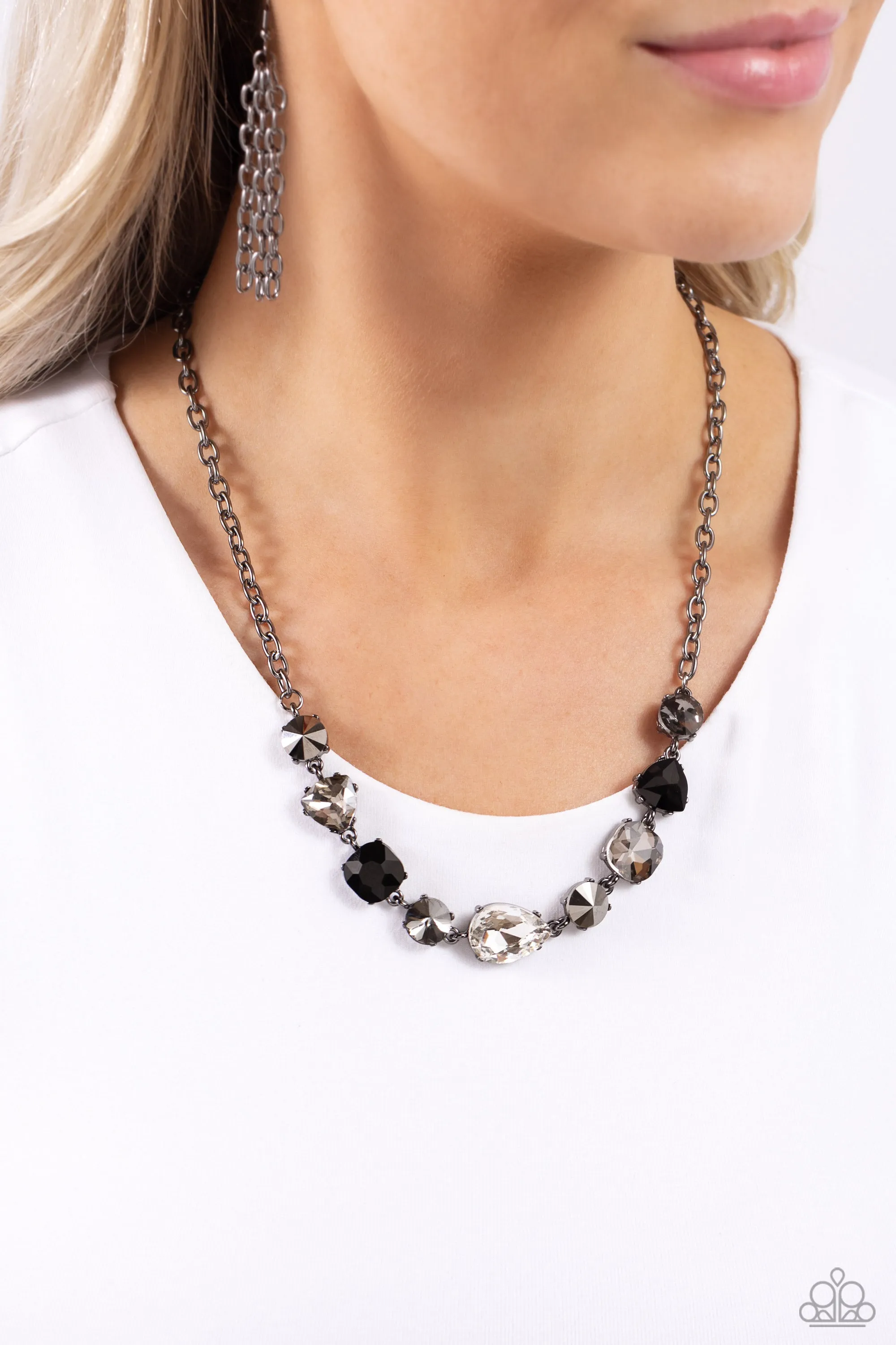 Paparazzi Emphatic Edge Black Necklace & Earring Set