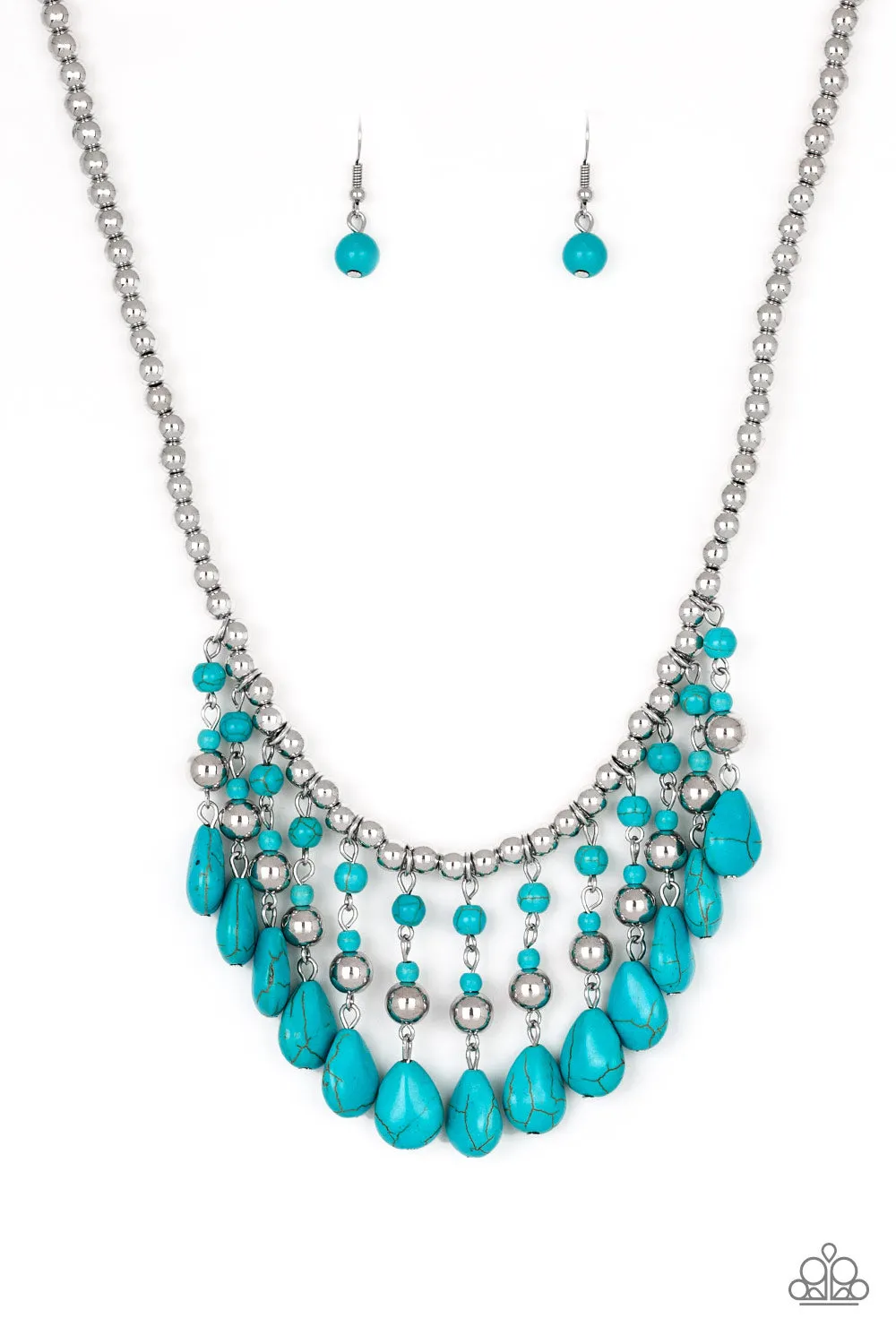 Paparazzi Rural Revival Blue Necklace Set