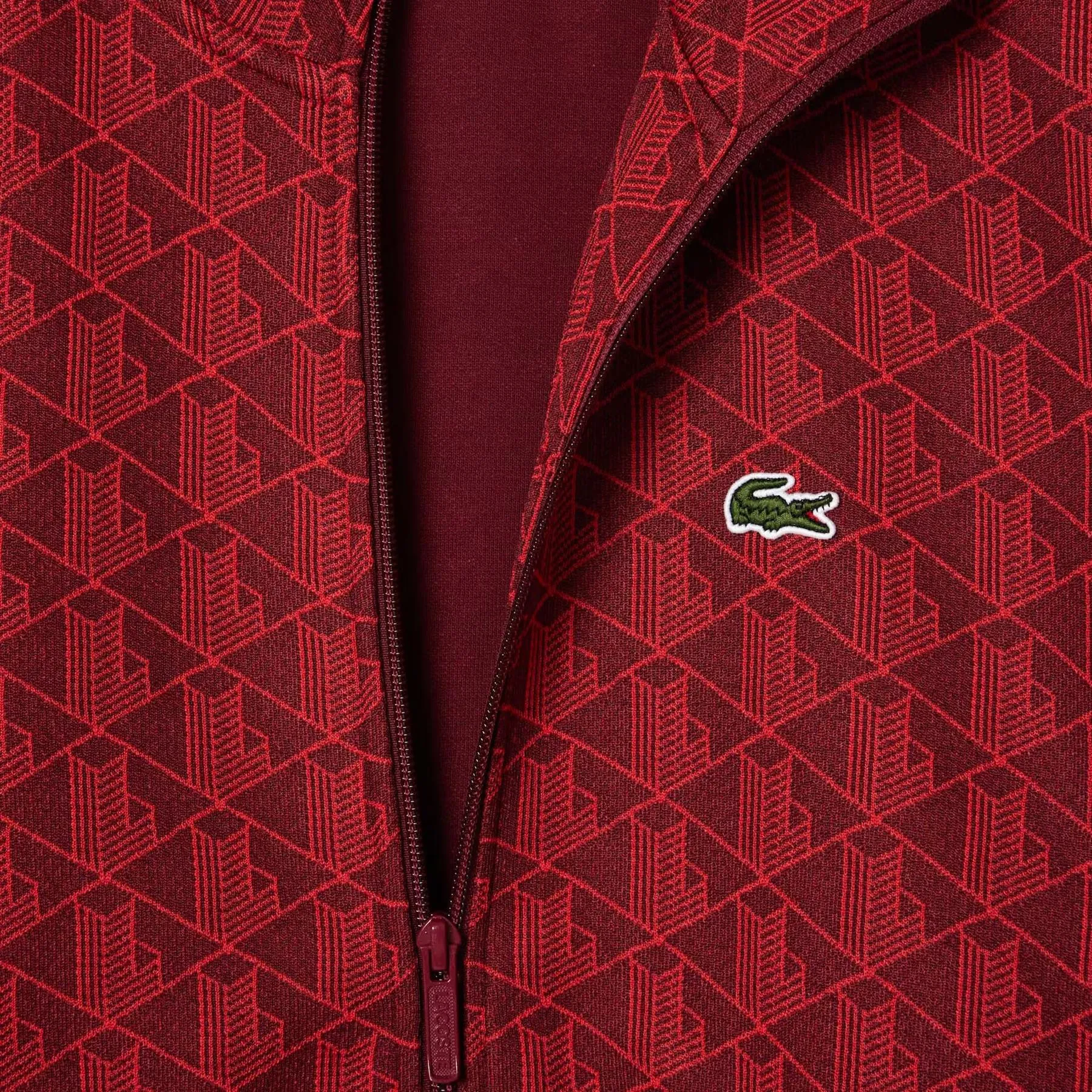 Paris Jacquard Monogram Full Zip Cotton Blend Mid Layer Red - AW23