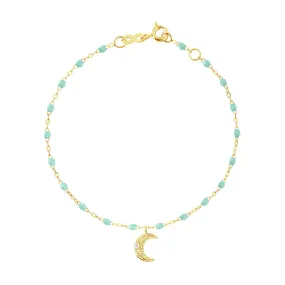 Petite Moon Classic Gigi Jade diamond bracelet, Yellow Gold, 6.7"