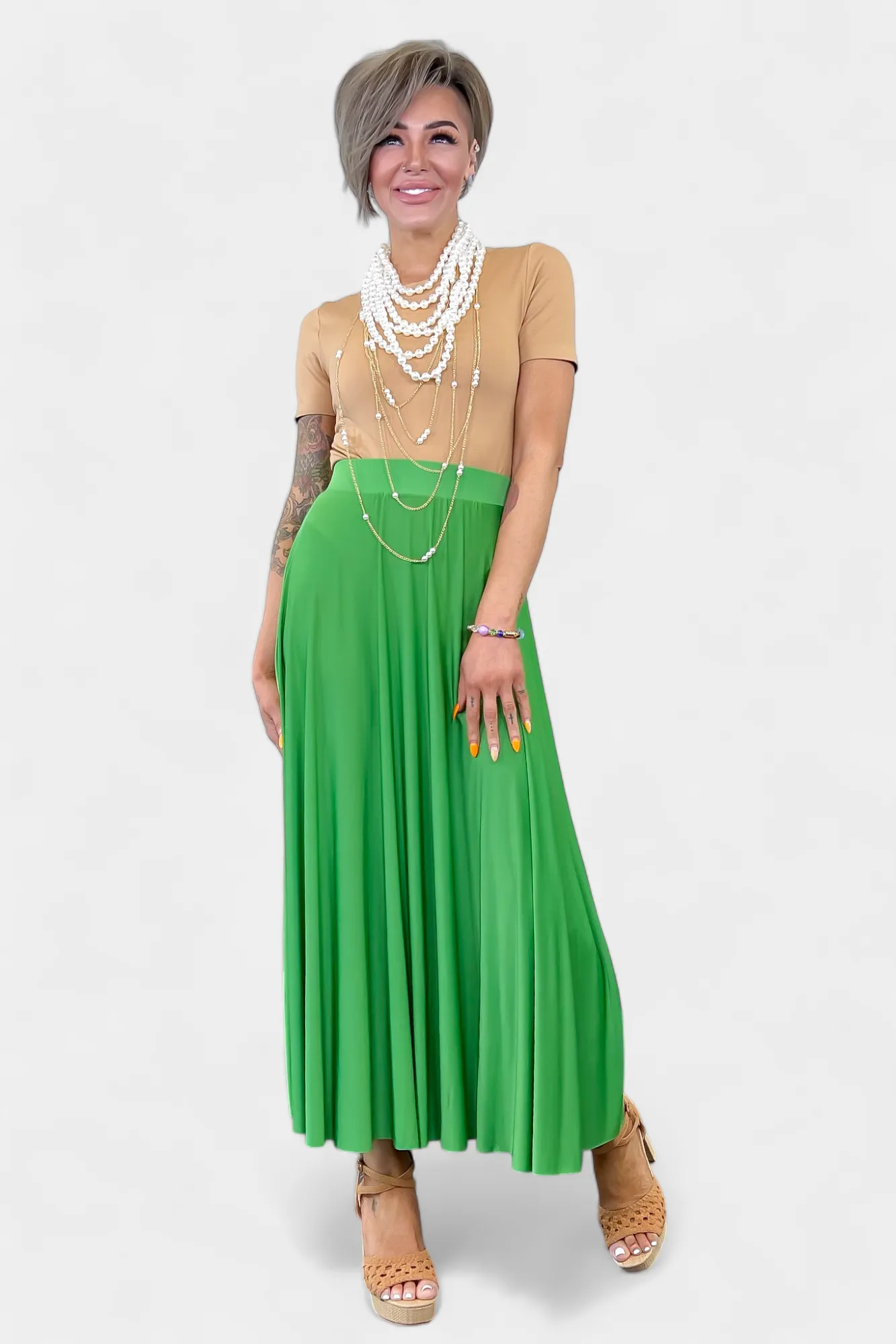 Pleated Maxi Skirt