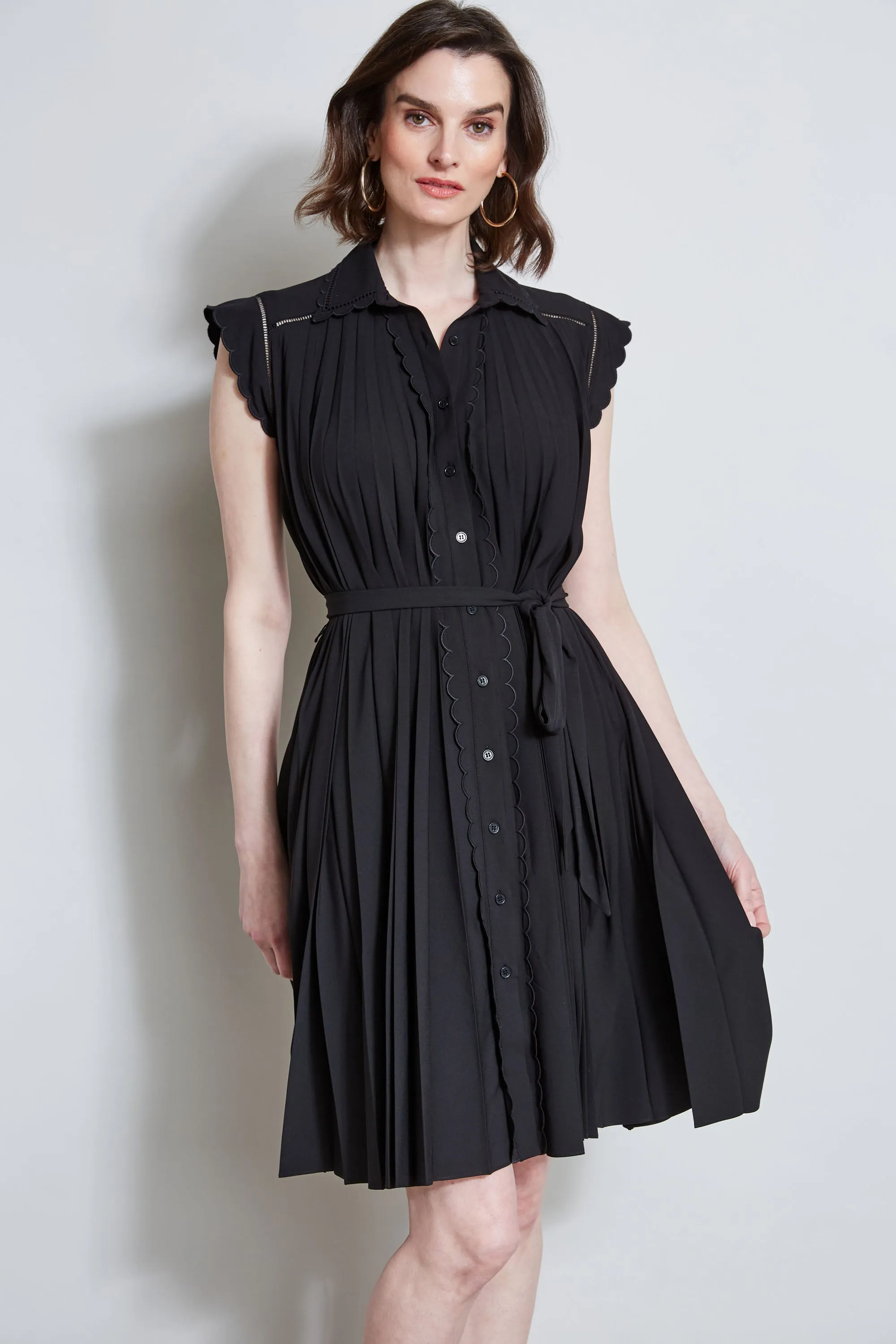 Pleated Scallop Dress