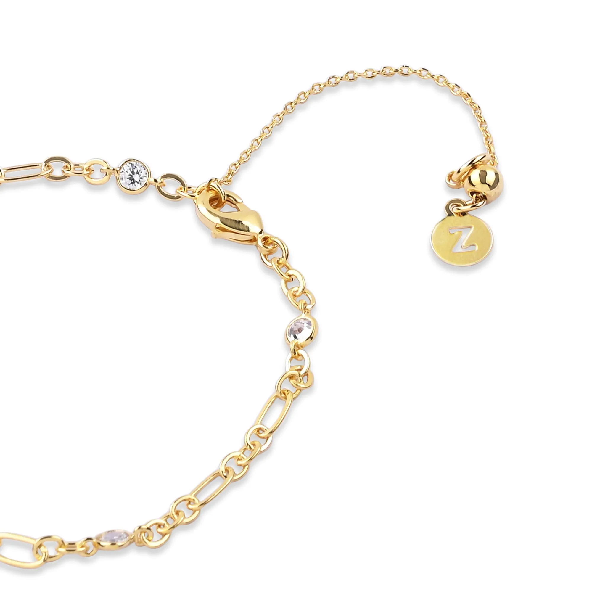 Real Gold-Plated Z Sparkle Chain Bracelet