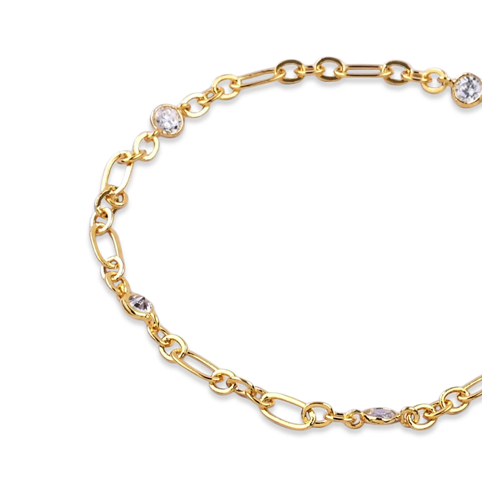 Real Gold-Plated Z Sparkle Chain Bracelet