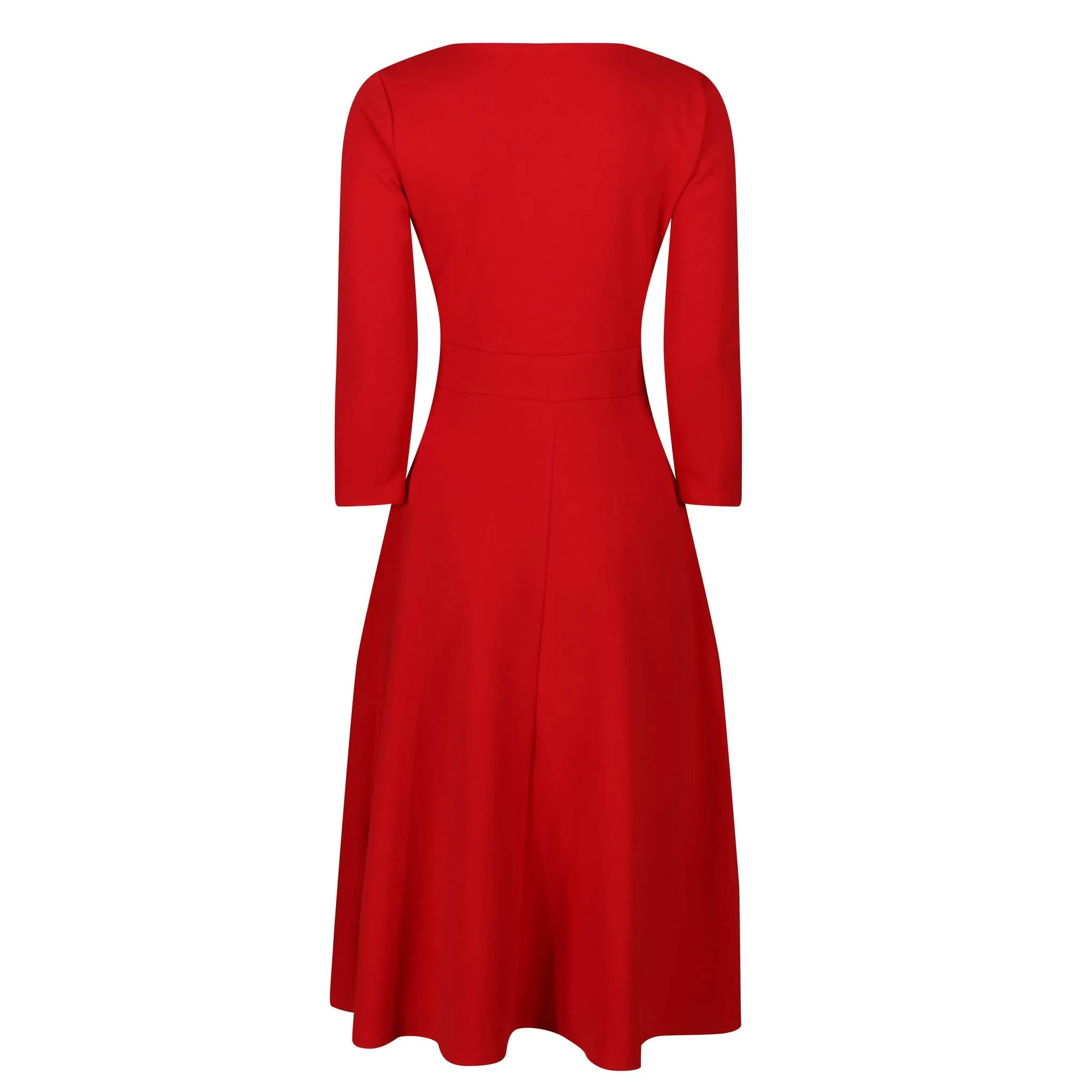 Red Long Sleeve Side Tie Wrap Dress