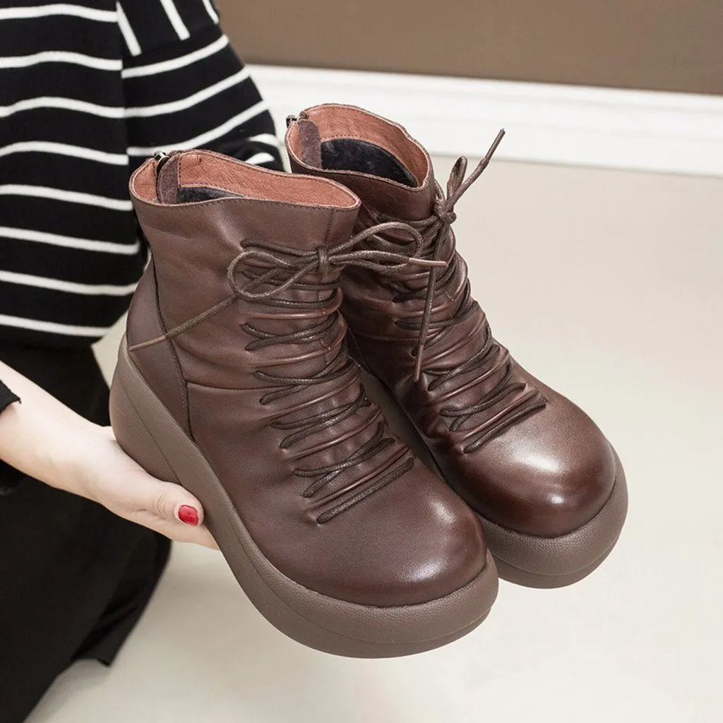 Retro Handmade Waterproof Platform Boots