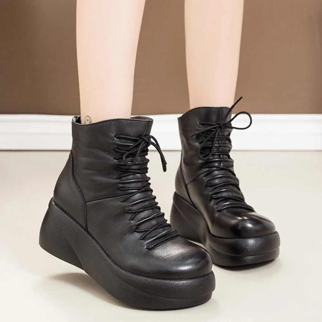 Retro Handmade Waterproof Platform Boots