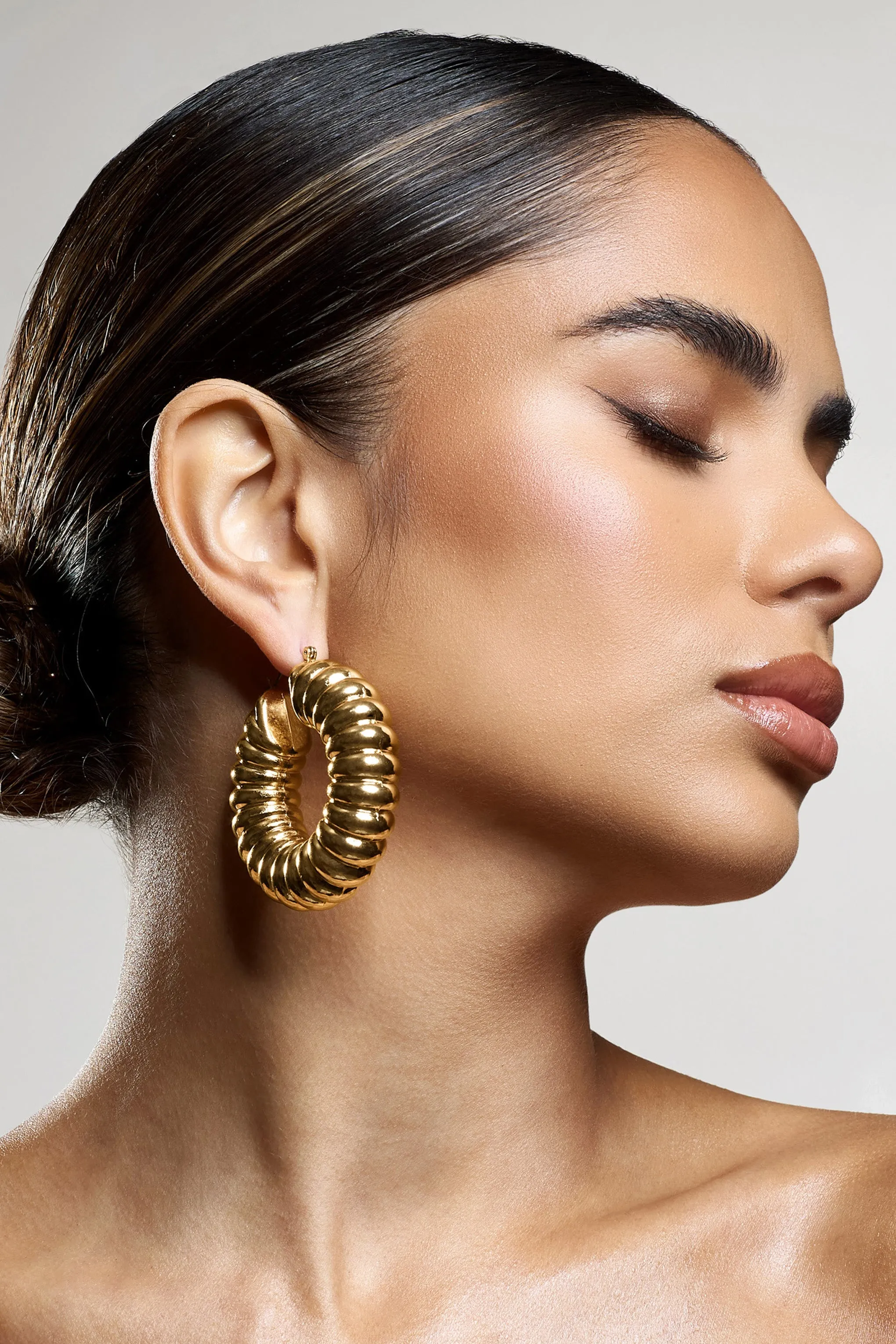 Rialta | Gold Ribbed Chunky Hoop Earrings