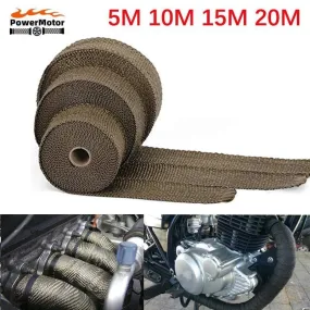 Roll Fiberglass Heat Shield Motorcycle Car Exhaust Thermal Tape Header Pipe Heat Wrap Tape Thermal Protection with StainlessTies