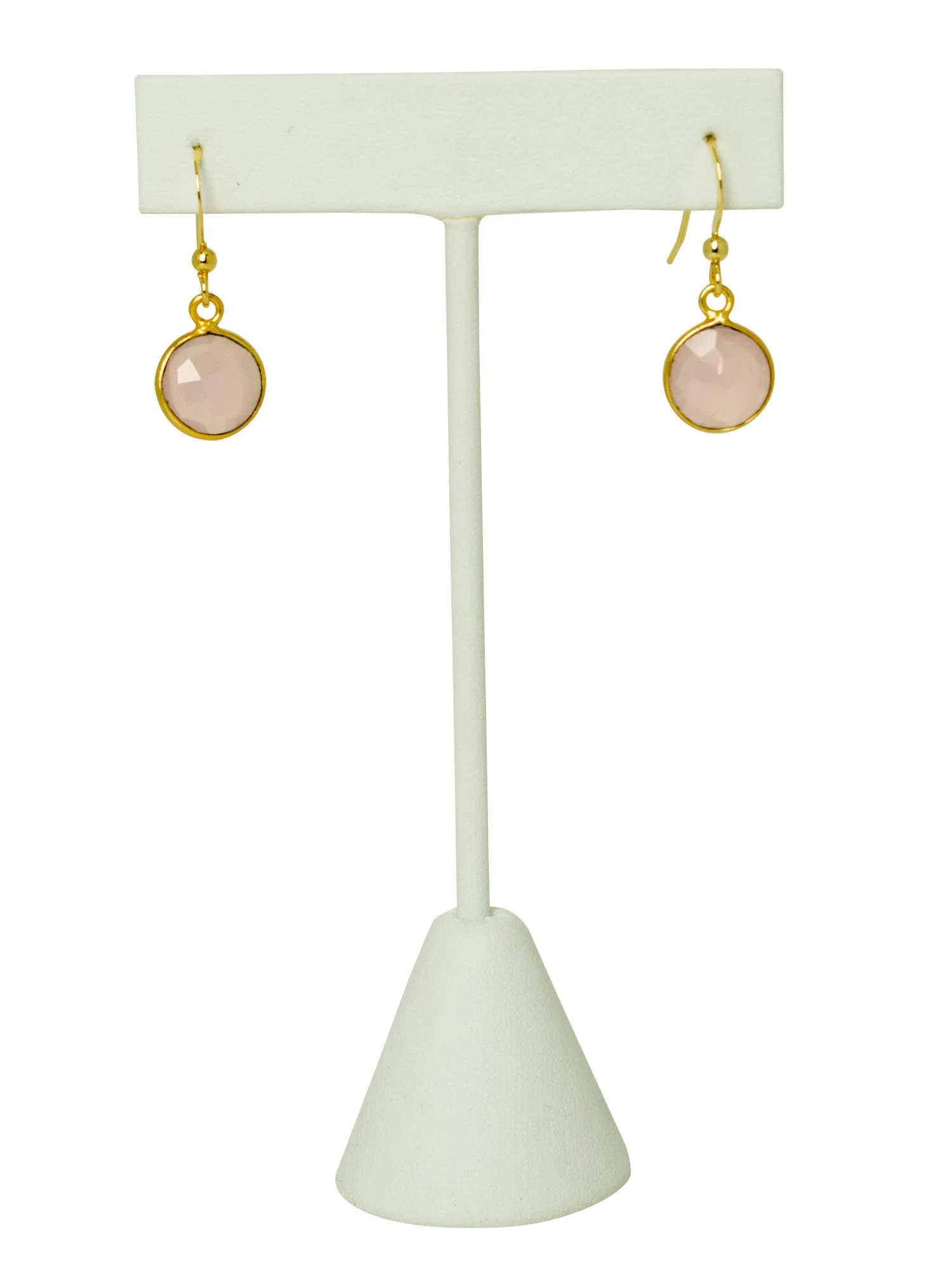 Rose Quartz Bezel Drop Earrings