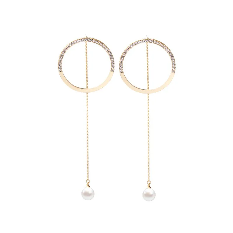 Round Rhinestone Pearl Hoop Styled Earring