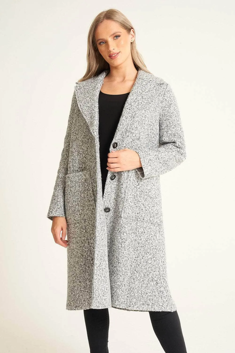 Saloos Button Up Winter Coat with Pockets