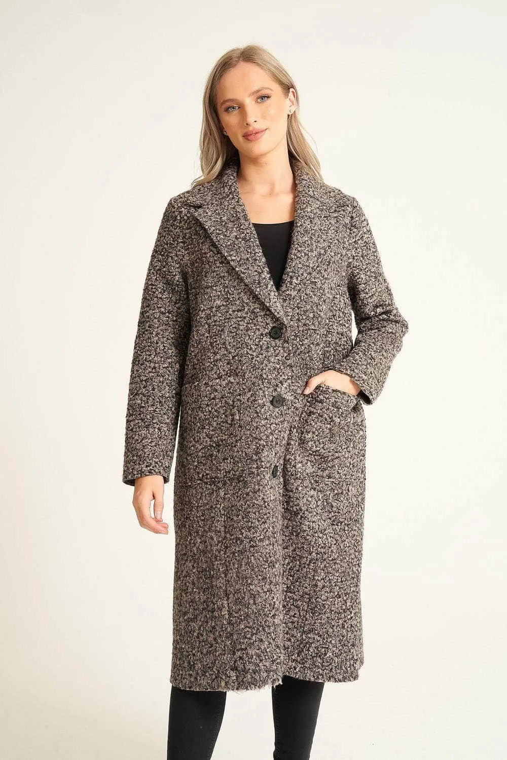 Saloos Button Up Winter Coat with Pockets