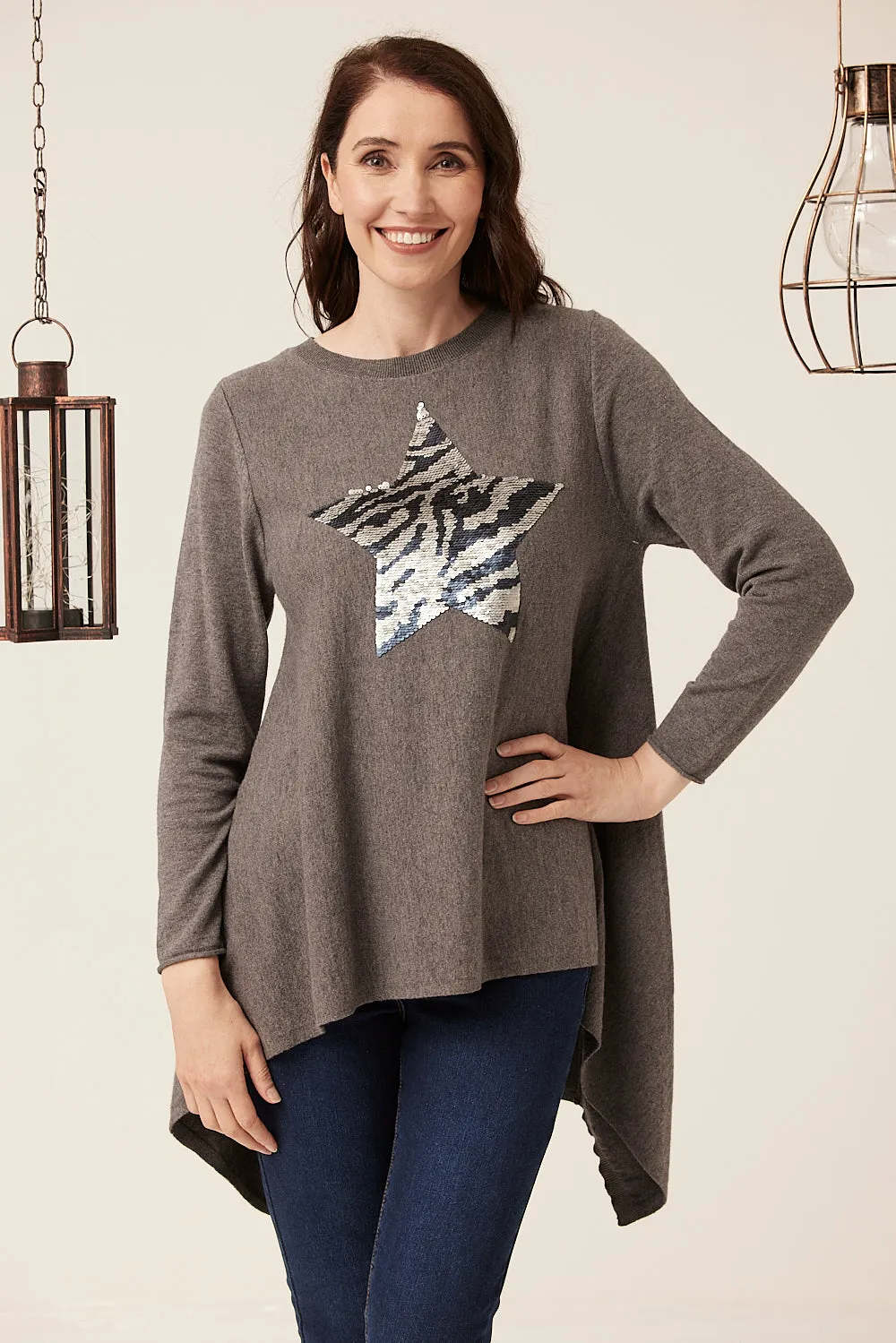 Saloos Sequin Star Motif Jumper