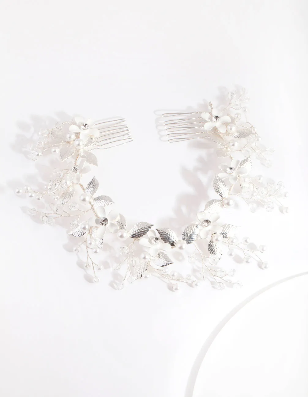 Silver Pearl Flower Hair Wrap