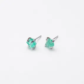 Silver Raw Emerald Wrap Studs