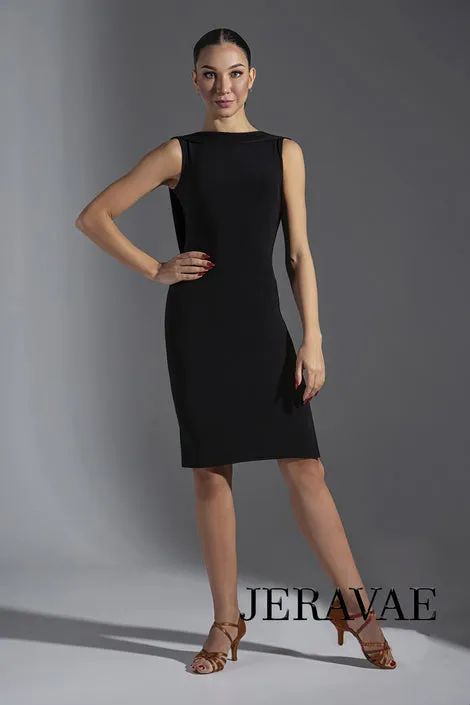 Sleeveless Latin Practice Dress with Mesh Back and Sash. Sleek Skirt Features Side Slit PRA 576