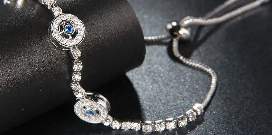 Small Evil Eye CZ Crystal  Chain Bracelet