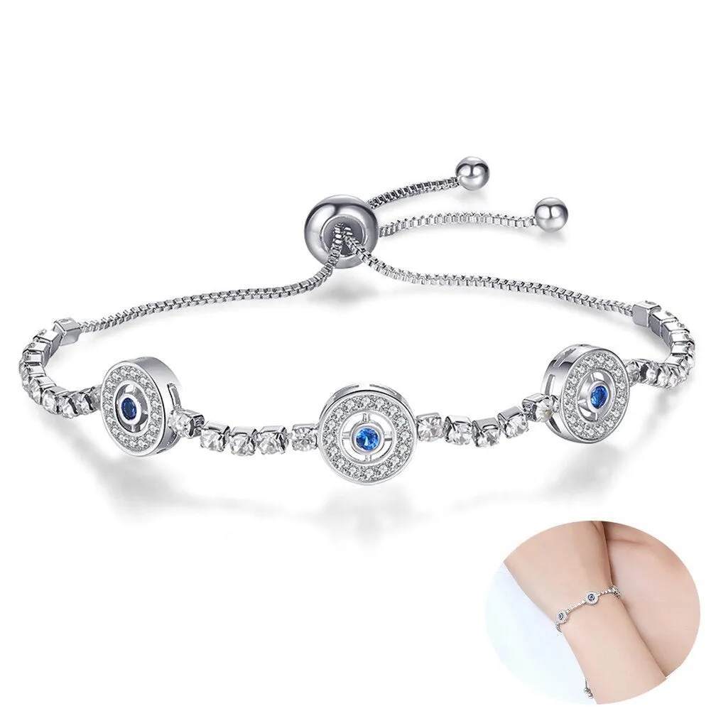 Small Evil Eye CZ Crystal  Chain Bracelet