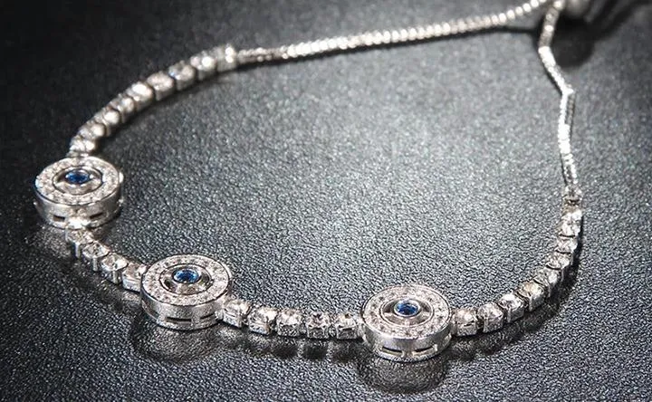 Small Evil Eye CZ Crystal  Chain Bracelet