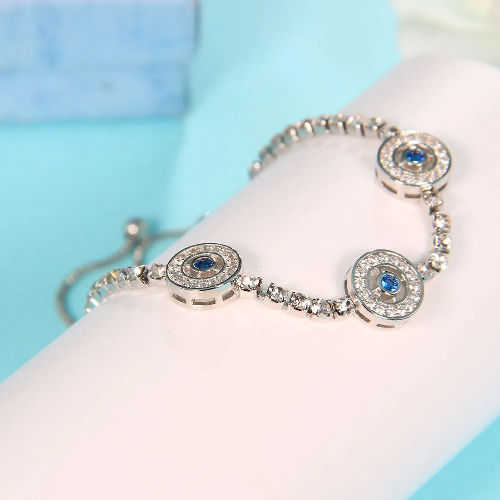 Small Evil Eye CZ Crystal  Chain Bracelet