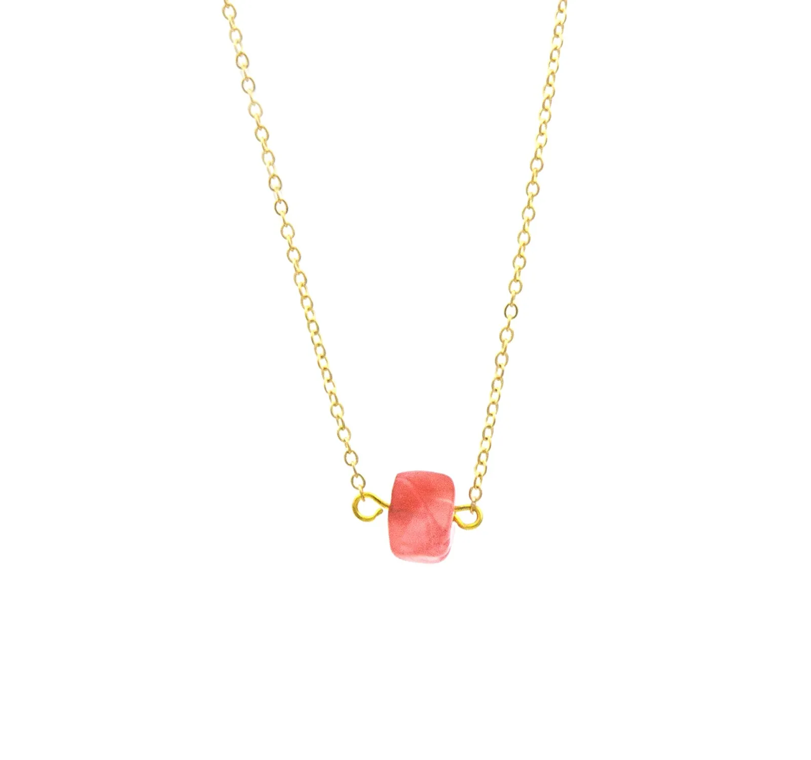 Small Stone Necklace with Gold Plated Chain