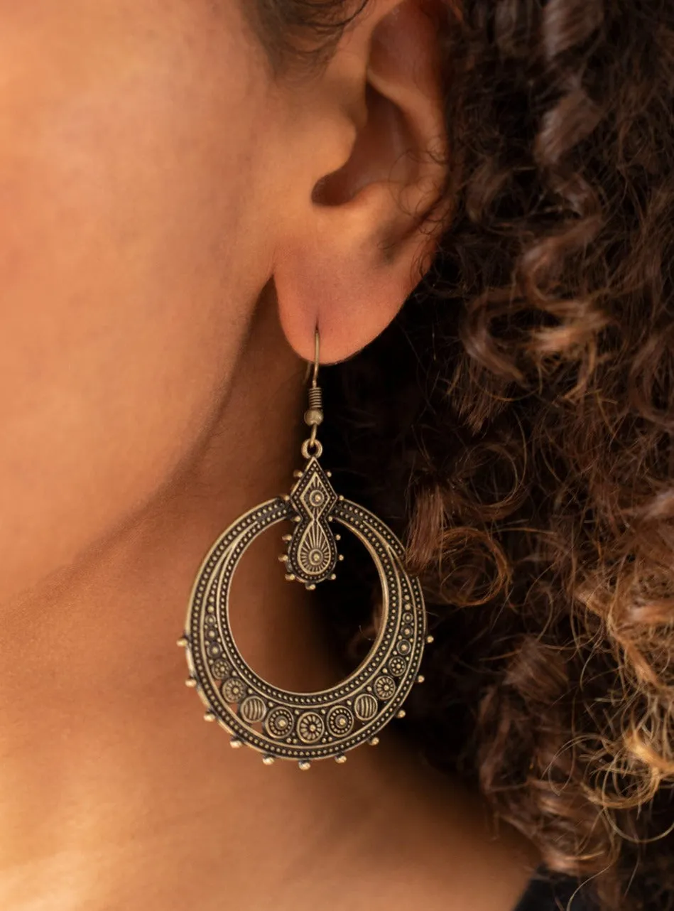 Solar Orbit Brass Earrings