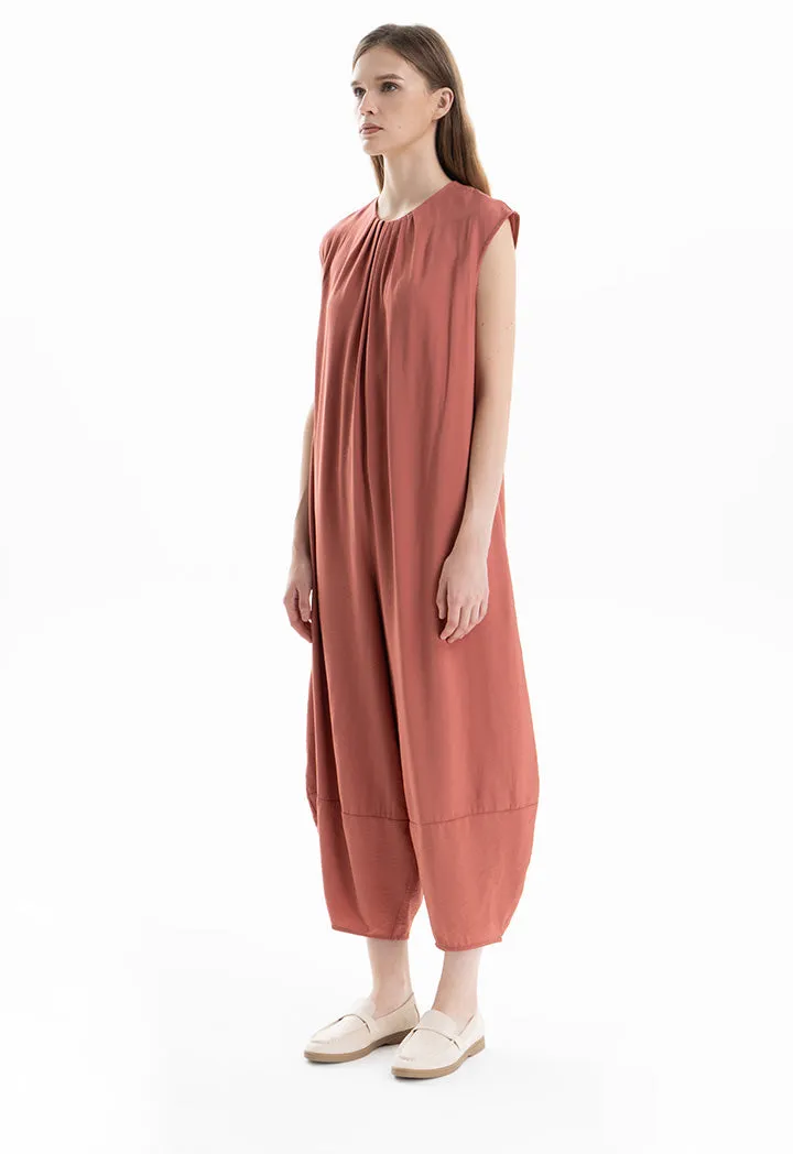 Solid Pleated Wide Leg Jumpsuit