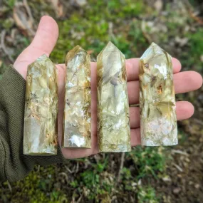 Sparkling Green Mica Crystal Towers ~ Earthy Grounding Energies ~ Heart Chakra Connetions