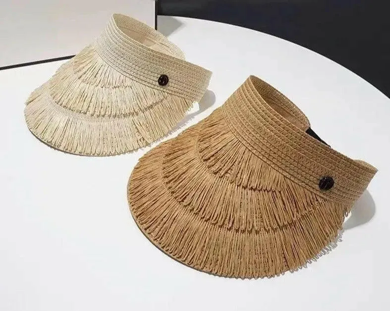 Straw Tassel Visor Hat: Sun Protection with Style